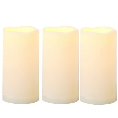 Amazon Lights Garden Candle - Outdoor Flameless LED Waterproof Pillar Candle with Remote Timer Battery Operated Indoor Plastic Flickering Decorative Candle Lights for Home Garden Wedding Birthday Party Décor Gift Choice 3-Pack