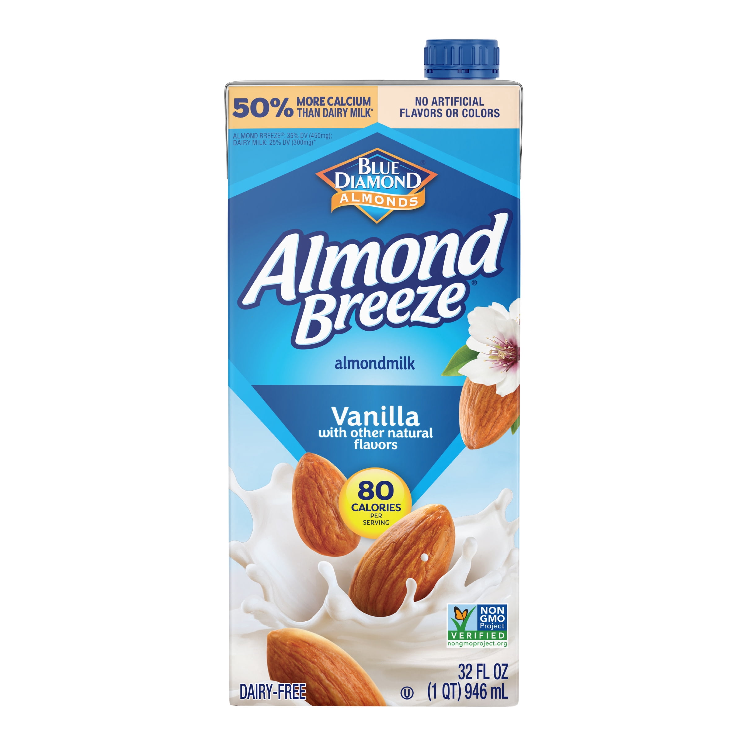 (3 pack) Almond Breeze Shelf-Stable Vanilla Dairy-Free Almondmilk, 32 oz