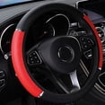 thumbnail image 4 of yingyy Car Auto Steering Wheel Cover Faux Leather Breathable Anti-slip Protector Black Red 1Set, 4 of 6