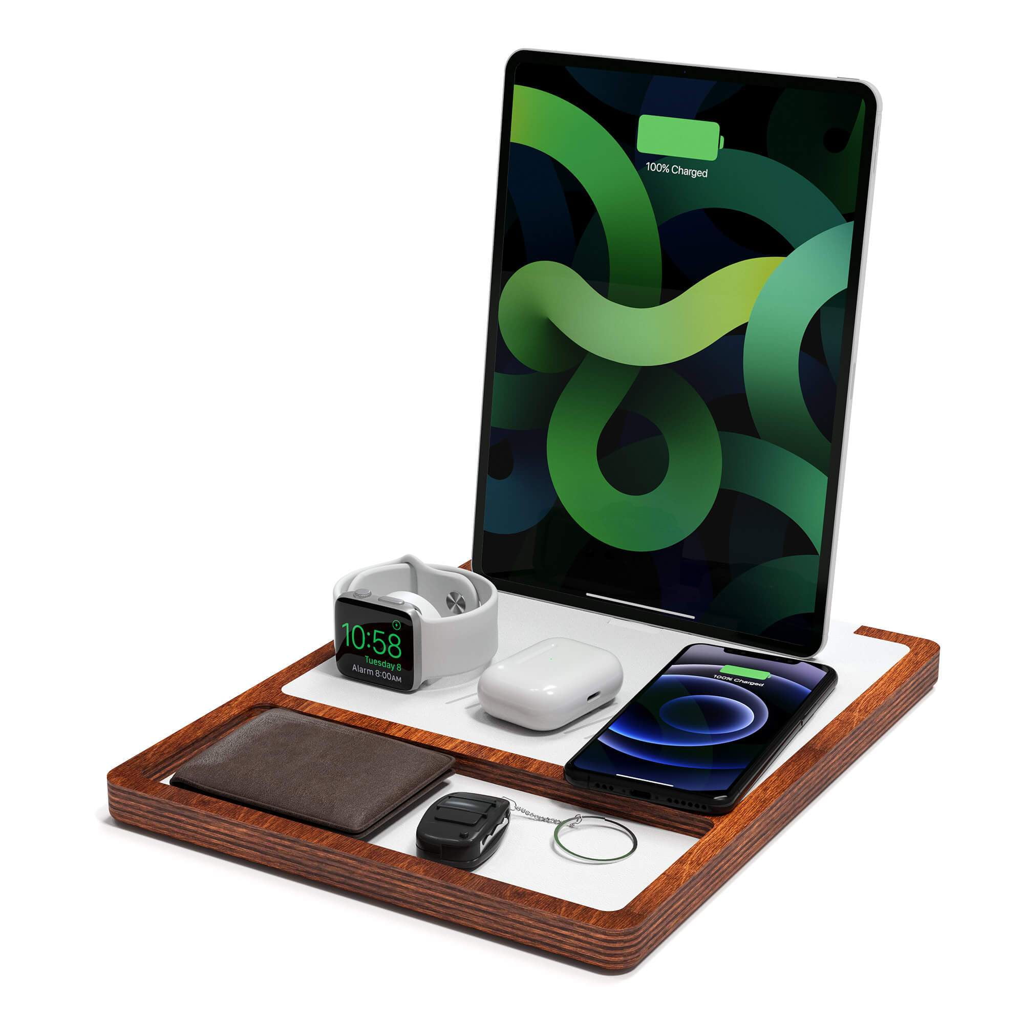 QUAD TRAY Black - 4-in-1 MagSafe Oak Wireless Charger with iPad Stand