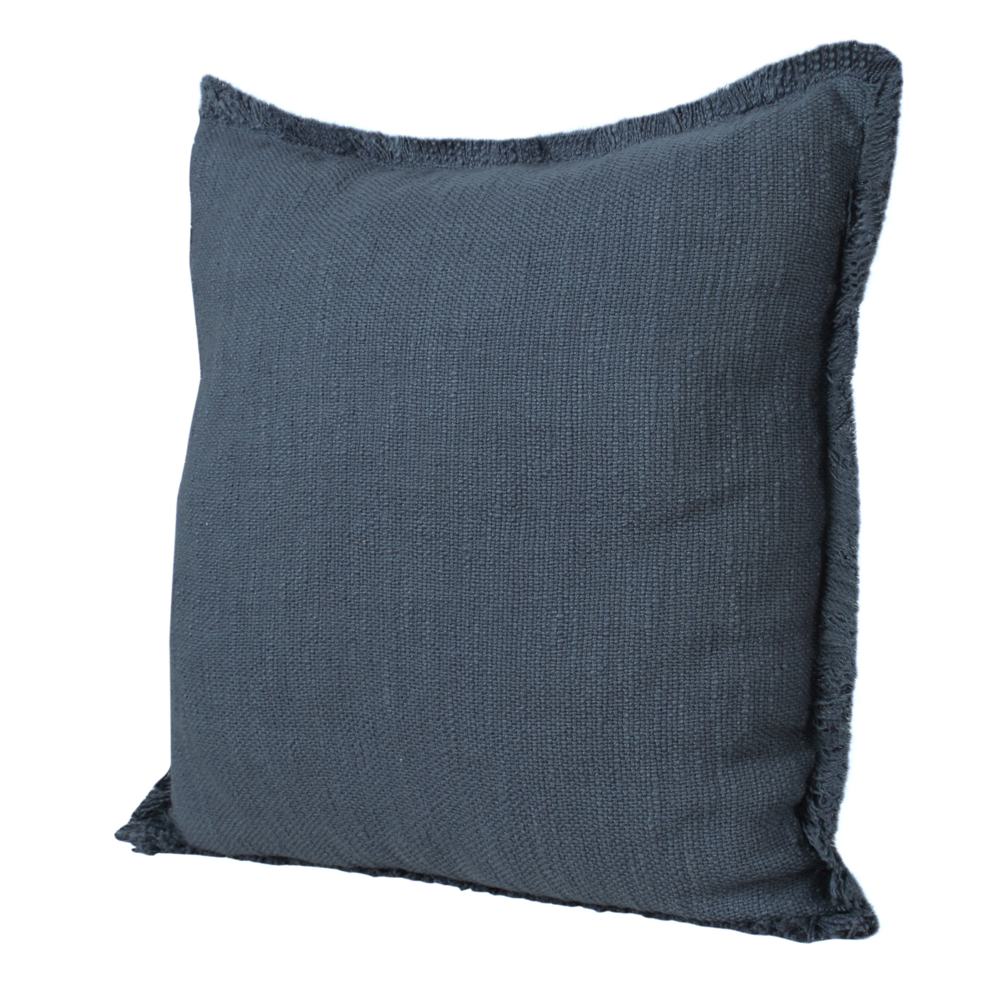 Ox Bay Bennett 20" x 20" Blue Solid Fringed Cotton Adult Decorative Throw Pillow Cover