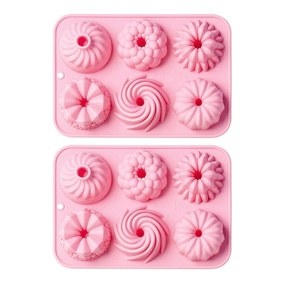 2Pcs Mini Cake Silicone Mould Cupcake Silicone Mould Spiral Circular Cake Silicone Mould Floral Baking Cake Pans Mould for Muffin Mousse Cake Jellies Chocolates Dessert DIY Kitchen Peach