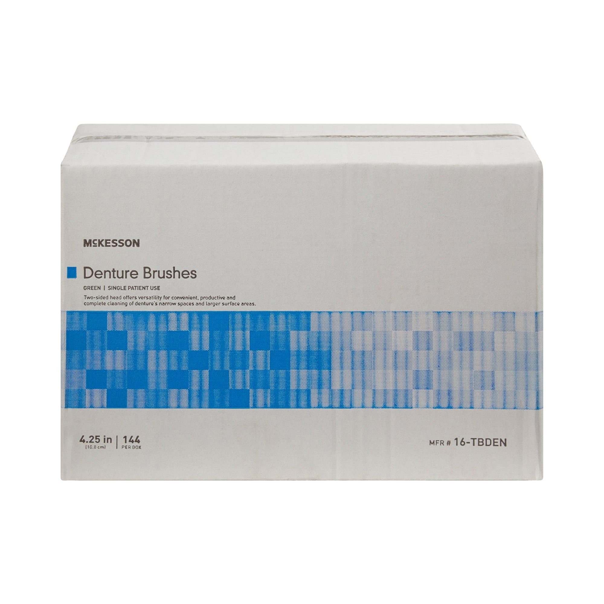 McKesson Denture Brushes, Two-Sided - Green, 4.25 in L, 144 Ct