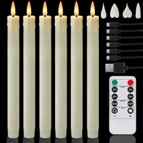 Rechargeable Candles Taper Lights with Remote Timer, LED Tea Lights Candles Battery Operated, Rechargeable Flameless Candles for Home Decor Seasonal Decor, Dia 0.8"X H 9.6'', 6-Pack