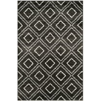 SAFAVIEH Tunisia Mandy Geometric Area Rug, Anthracite/Cream, 4' x 6'