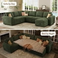 thumbnail image 6 of Marrber 106" U-Shaped Sectional Sleeper Sofa, 7-Seater Modular with Pull-Out Bed & Hidden Storage, Pet-Friendly Corduroy Fabric, Green, 6 of 9