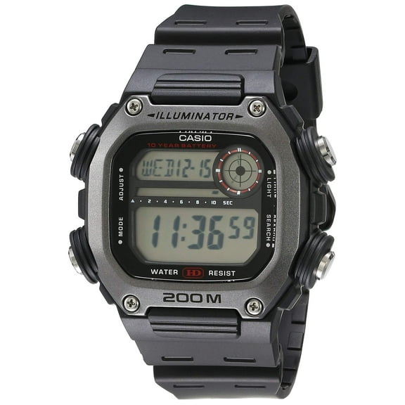 Casio 10 Year Battery Quartz Watch with Resin Strap, Black, 27.2 (Model: DW-291H-1AVCF)
