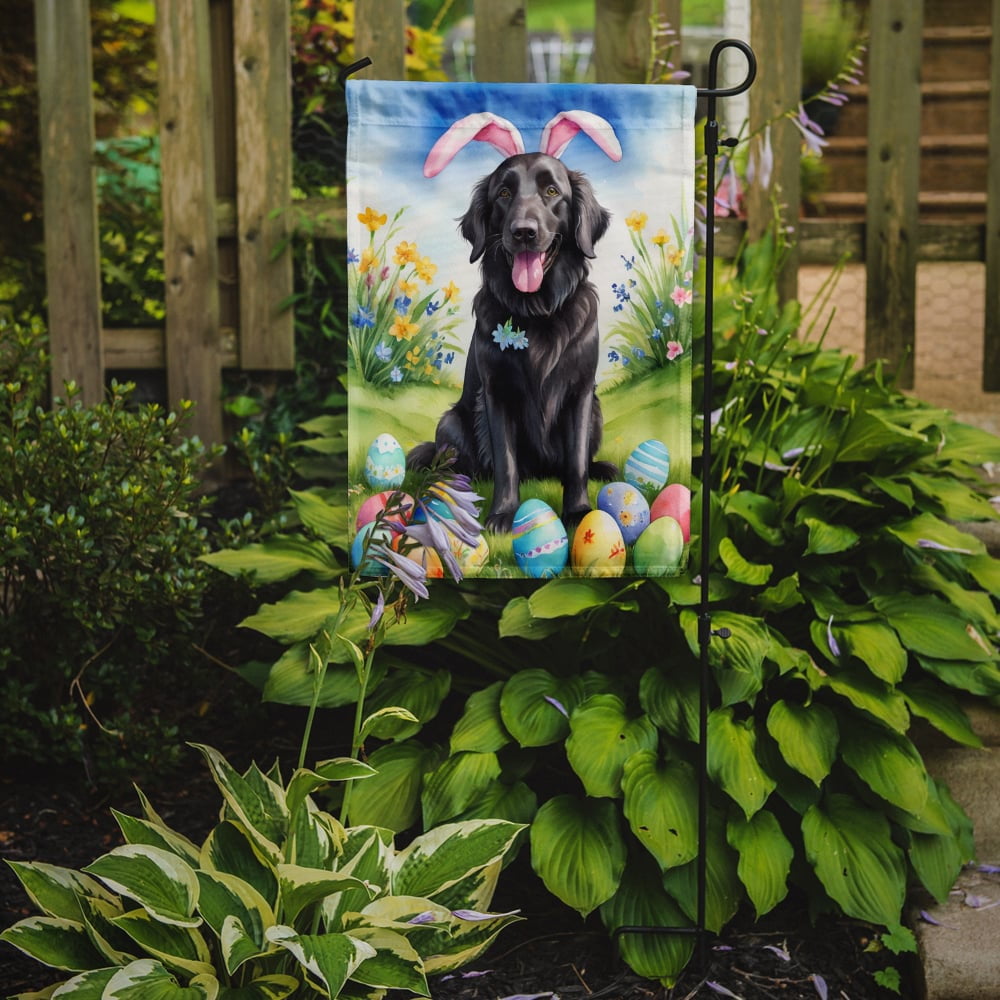 Flat-Coated Retriever Easter Egg Hunt Garden Flag 11.25 in x 15.5 in