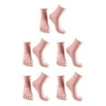 thumbnail image 2 of relayinert Soft Five Toe Socks Stretchable Cotton High Crew Socks Athletic Solid Socks Pink 5Set, 2 of 6