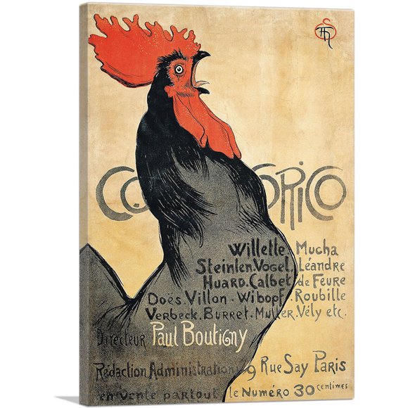 ARTCANVAS Cocorico 1896 Canvas Art Print by Theophile Steinlen - Size: 18" x 12" (1.50" Deep)