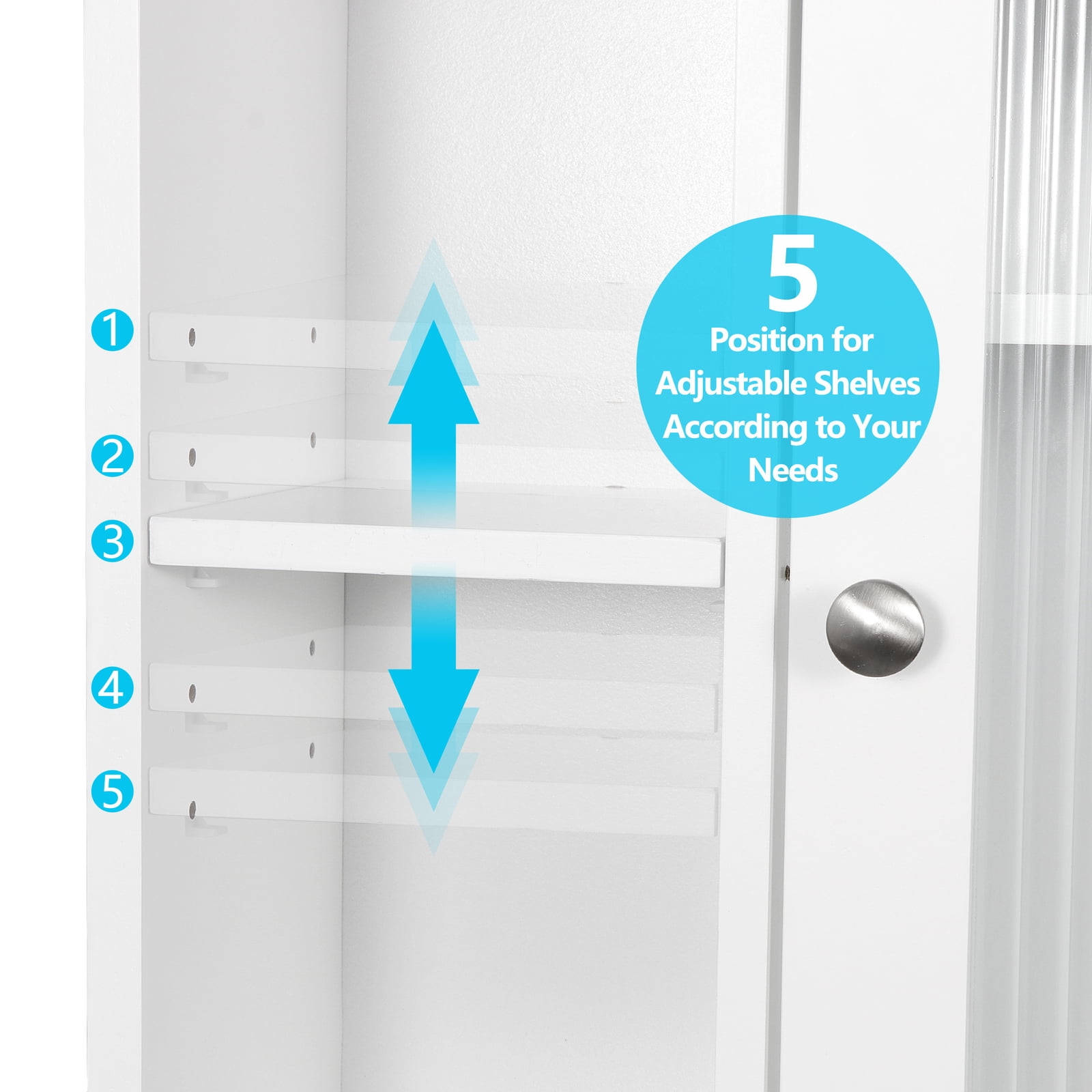 Favory Over The Toilet Cabinet, Double Door Bathroom Storage Organizer, Toilet Rack with Inner Adjustable Shelf and Open Storage Shelf,White