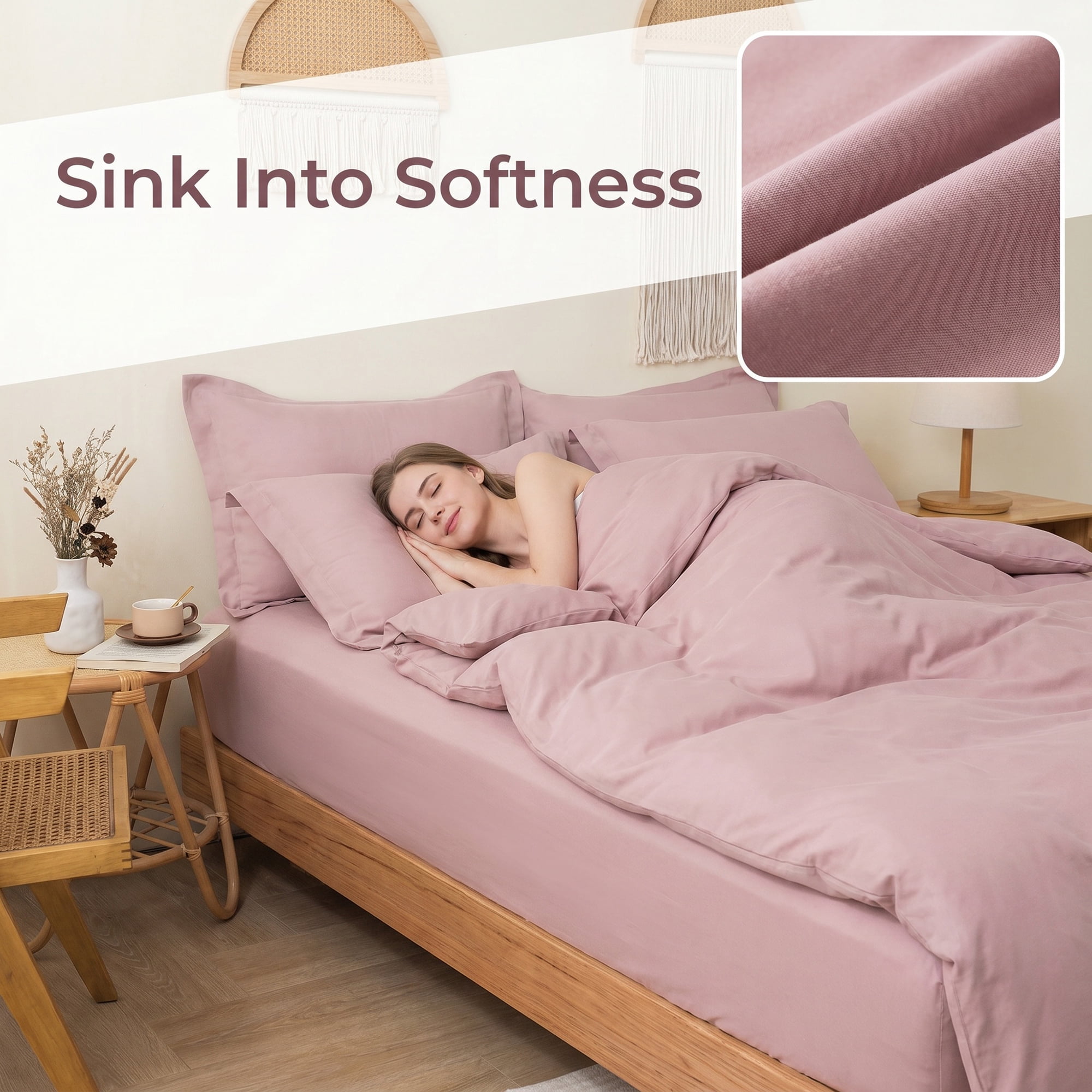 Unique Bargains Fitted Sheet Microfiber Bed Sheets Breathable for All Seasons 53.9"x74.8" Light Pink
