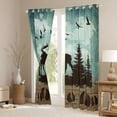 thumbnail image 3 of Moose Blackout Curtains Rustic Pine Trees 2 Panels 52"Wx63"L Curtains,Woodland Animals Curtains & Drapes Vintage Brown Lodge Cabin Reindeer Elk Deer Paw Print Farmhouse Decor, 3 of 6