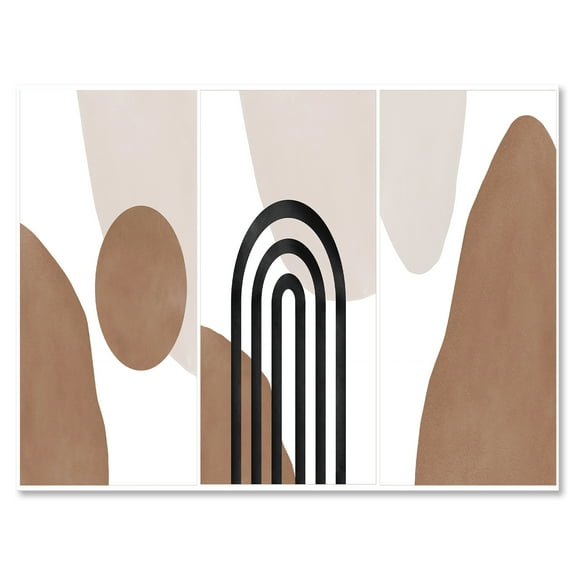 Designart ' Abstract Shapes in Ivory and Terracotta Shapes II ' Modern Canvas Wall Art Print