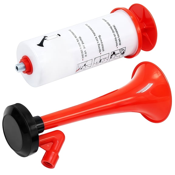 Manual Red Horn for Trucks, 110dB Air Horn for Sports and Boat Use, Easy-to-Use Hand Pump, Long-lasting ABS PC Material, Includes Horn Head and Pump Can