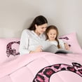 thumbnail image 4 of Erosebridal Cheetah Print C Personalized Initial Bedding Comforter Set 7-Piece For Teens,Girls Vintage Leopard Print Bowknot King Bedding Sets,Pink Reversible, 4 of 6
