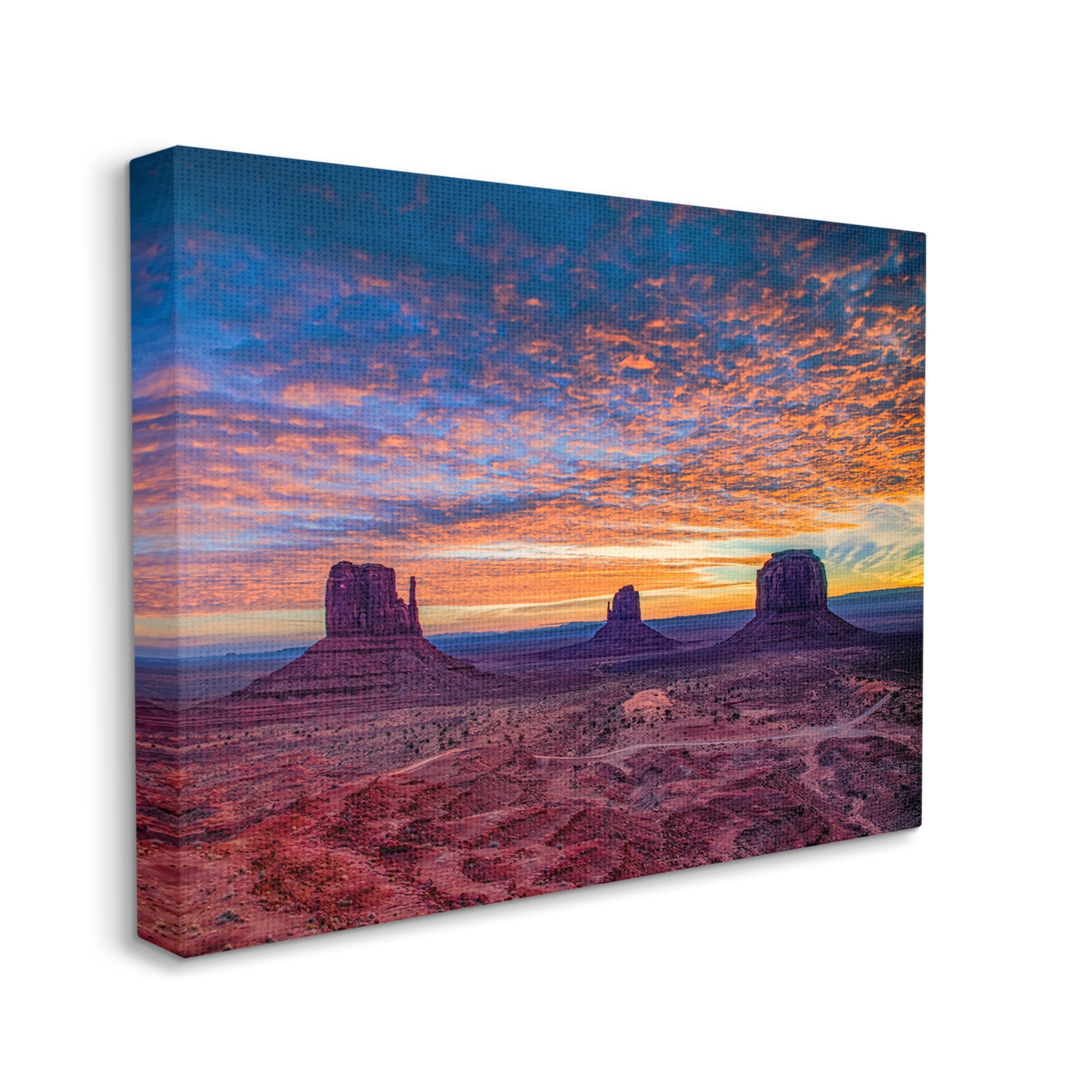 Stupell Industries Mesa Buttes Desert Canyon Radiant Orange Sunset Photograph Gallery Wrapped Canvas Print Wall Art, Design by Andy Crawford Photography