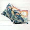 thumbnail image 3 of Ambesonne Nautical Throw Pillow Cover Pack of 2, Archer Wild Cat on a Whale, 2 Pcs-24" x 24", Teal Purple and Orange, 3 of 5