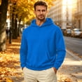 thumbnail image 6 of Men's Plain Pullover Hoodie Sweatshirt No Drawstring Fleece Sweatshirt with Front Pocket Loose Fit Long Sleeve Top, 6 of 6
