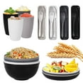 thumbnail image 5 of Fatty Farmer 32pcs Wheat Straw Dinnerware Sets for 4 - Lightweight Unbreakable - Microwave Dishwasher Safe - Perfect for Picnic, Dorm,Camping Plates Cups and Bowls Set -Black, 5 of 5