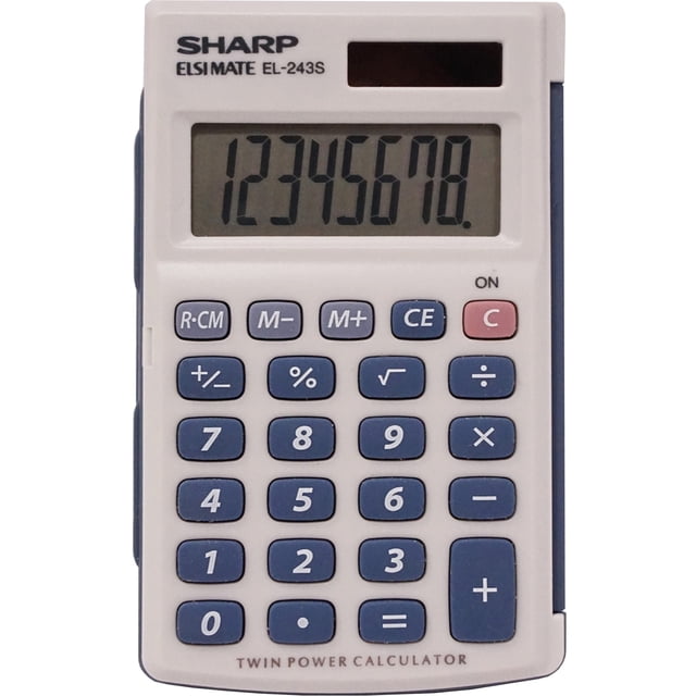 Calculadora de bolsillo Sharp EL-243SB de 8 dígitos con tapa abatible