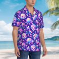 thumbnail image 3 of Pofeuu colorful mushroom Skull rainbow Print Hawaiian Shirt for Men Sleeves Casual Button Down Summer Beach Dress Shirts T-Shirts,Medium, 3 of 7