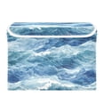 thumbnail image 7 of Yayeee Collapsible Cube Storage Bin with Lid Fabric Closet Decorative Basket with Handles, Blue Watercolor Ocean Waves, 7 of 7