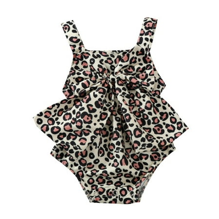

Puloru Baby Romper Flower Print Square Neck Sleeveless Bodysuit with Bowknot
