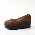 thumbnail image 7 of CYMMPU Women's Ruched Bow Platform Wedge Pumps, Closed Toe Slip On Wedge Shoes, Comfort Footwear for Party, Concert and Daily Casual Wear Brown 42, 7 of 7
