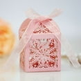 thumbnail image 3 of 50pcs Christmas Snowflake Hollow Favor Gift Candy Box with Ribbon Wedding Party, 3 of 19