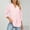 Pink, variant on ZZwxWA Women's V- Neck Solid Color Three Quarter Sleeve Lapel Tops