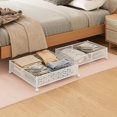 thumbnail image 4 of 2 Pcs Under Bed Storage with Wheels, Foldable Underbed Storage, Organizer, Living Room Bedroom Under Sofa Storage Container, Underbed Storage for Clothes Shoes Blankets, White, S, 4 of 5