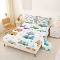 thumbnail image 2 of Castle Fairy Colorful Camper Pattern Queen Sheet Sets 4 Pieces for Kids, Star Print Bed Set for Bedroom, Green Blue Orange, 2 of 6