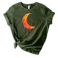 thumbnail image 1 of Pompotops Mode Femmes T-Shirt Imprimé Lune Col Rond Manches Courtes Décontracté, 1 of 3