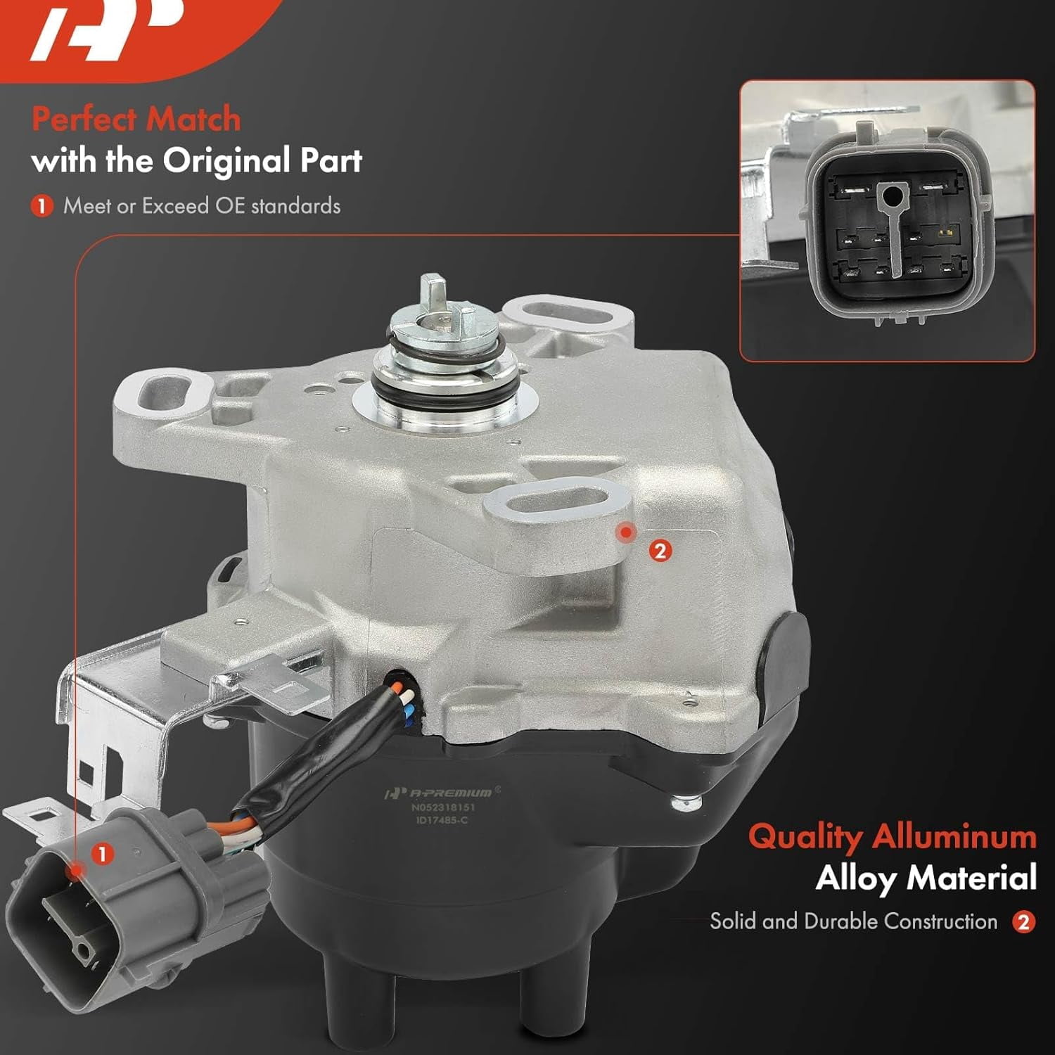 A-Premium Ignition Distributor with Cap and Rotor Compatible with Honda Civic 1996 1997 1998 1999 2000 1.6L