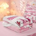 thumbnail image 6 of Manfei Festive Winter Village Zipper Full Size Comforter Sets with Fitted Sheet and 2 Pillowcases,Traditional Christmas Tree Snowflake Zipper Bedding Set,Pink Reversible,4pcs, 6 of 8