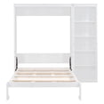thumbnail image 6 of Full Size Murphy Bed Wall Bed with  Side Cabinet Storage Shelves, Wood Foldable Platform Bed Vertical Wall for Bedroom Guest Room Home Office, White, 6 of 8