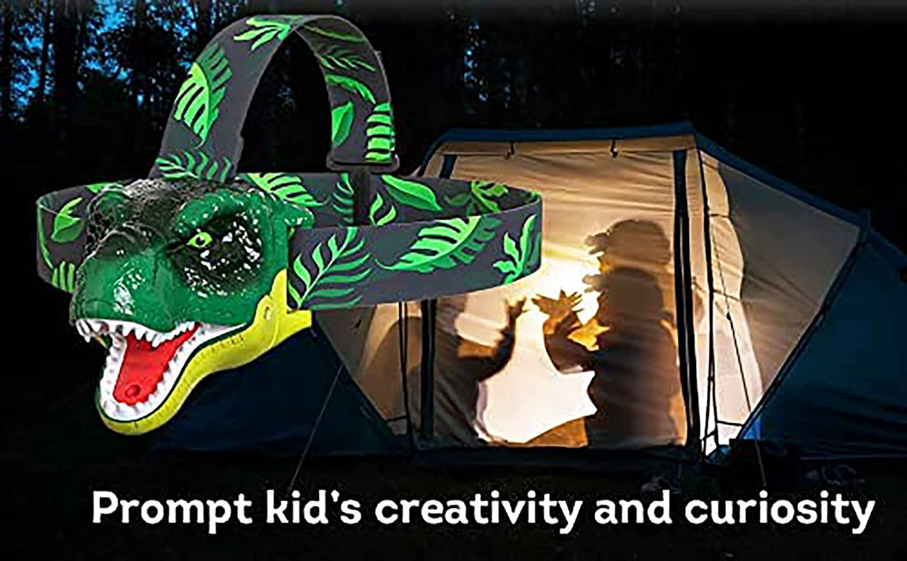 Skywin Kids Headlamp - 2 Pack, 2.8 x 2.9 x 2.7” Dinosaur Headlamp for Kids, Squeeze Mouth to Switch, Roaring Sound Dinosaur Head Lamp, with Adjustable Strap Kids Camping Hunting Gear,Kids Flashlights
