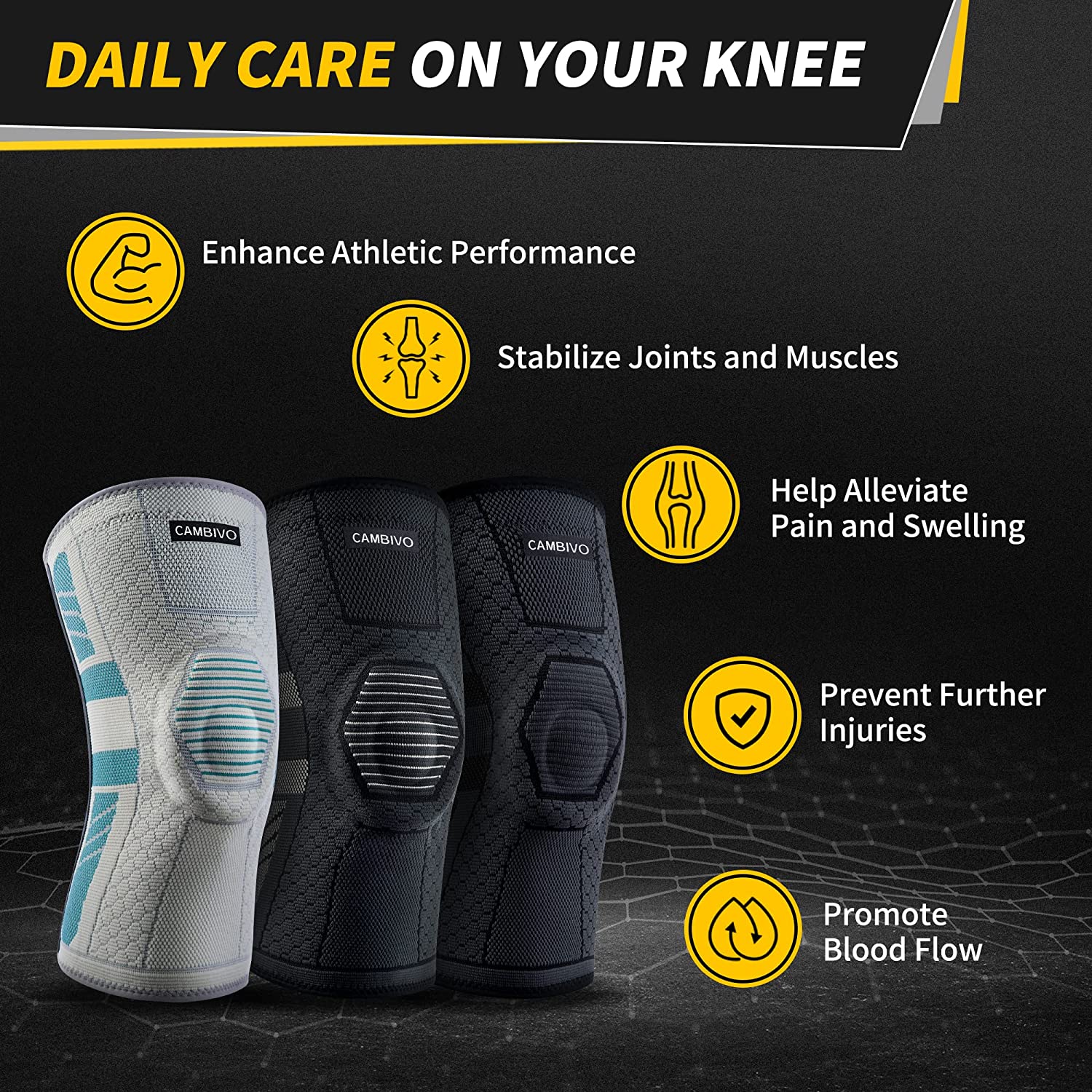 Cambivo 2 Pack Knee Braces with Side Stabilizers L photo 7