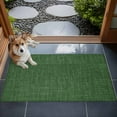 thumbnail image 4 of Dark Green 2x3 Door Mat Rug, Farmhouse Burlap Solid Green Color Modern Linen Texture Non-Skid Rubber Backing Large Rectangle Rugs - Living Room Bedroom Home Office, Indoor Floor Carpets Washable Rug, 4 of 9