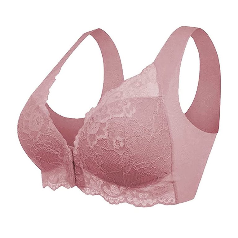 TQWQT Women's Bra with Padded Straps Front Closure Bras Underwire Push Up  Bra Hot Pink M 