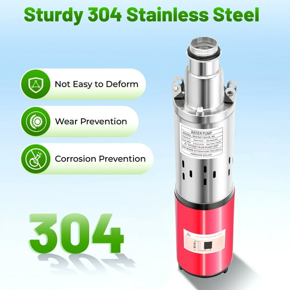 DC 12V Solar Submersible Pump Deep Well Water DC Pump Stainless Steel 1500L/H for Farmland Irrigation