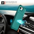 thumbnail image 6 of for iPhone 16e Case with Credit Card Holder, Magnetic Back Flip Case PU Leather Wallet Cover for Women Men, All-Round Shockproof Rugged Protective Phone Case for iPhone 16e, Green, 6 of 7