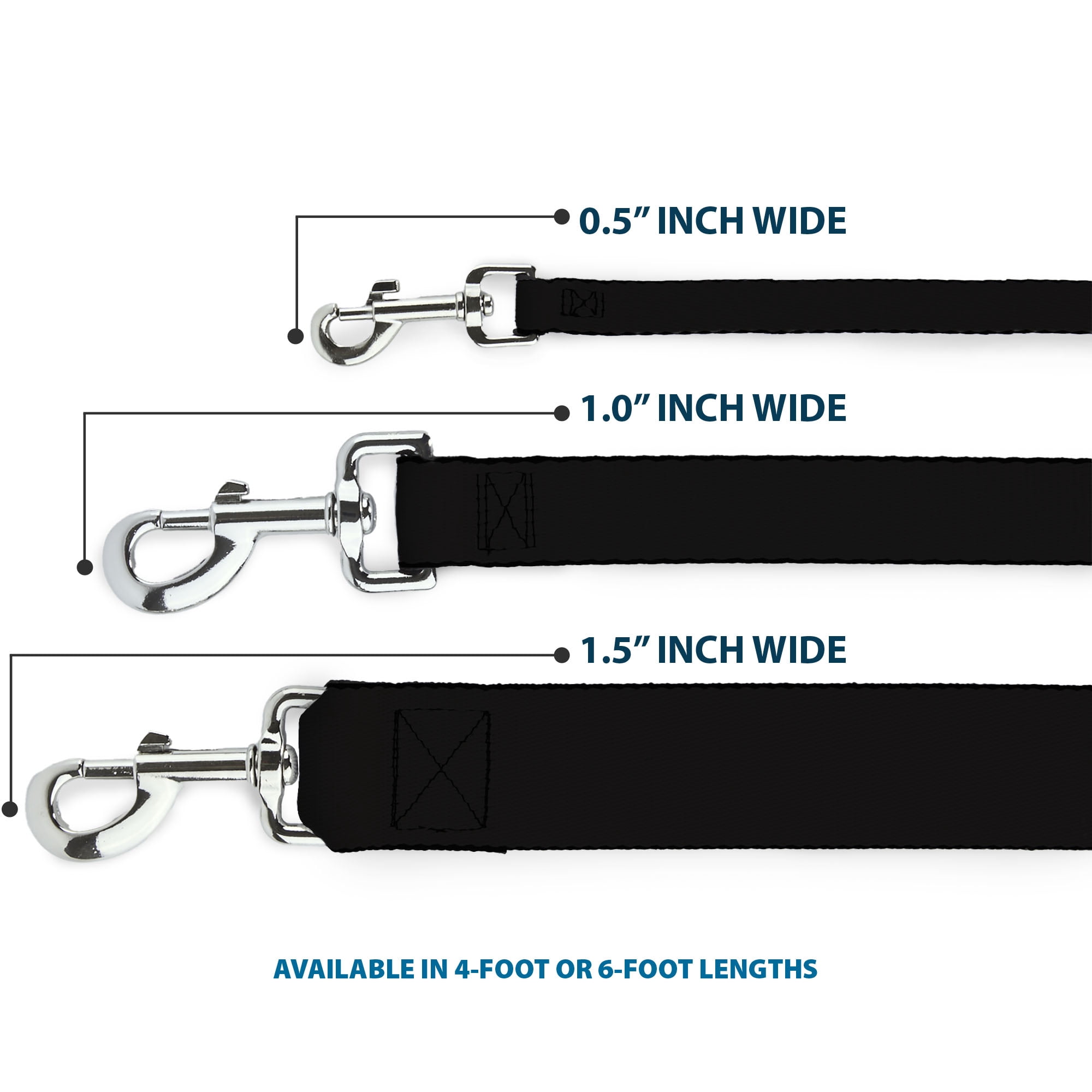 Buckle-Down Pet Leash, Dog Leash, Black, 6 Feet Long 1.0 Inch Wide