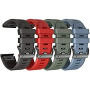 ANCOOL Compatible with Fenix 5X/Fenix 6X Band 26mm Easy Fit Silicone Watch Strap Wristbands Replacement for Fenix 7X/Fenix 6X Pro/Fenix 5X Plus/D2 Delta PX/Tactix Delta/Descent Mk2 (Pack of 4)