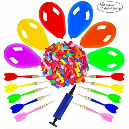 OOTSR Dart Balloon Game Set Includes 500 Balloons & 10 Darts Plus Pump - Exciting Outdoor Game for Adults, Best Carnival, Birthday Party & Backyard Fun