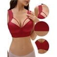 thumbnail image 3 of Unique Bargains Women's Push Up Adjustable Wide Straps Bras D 38 Wine Red, 3 of 6