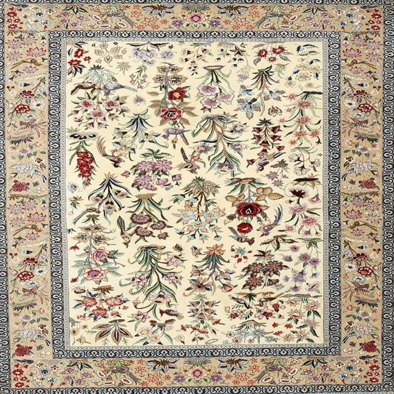 Ahgly Company Indoor Square Traditional Brown Persian Area Rugs, 5' Square