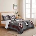 thumbnail image 5 of Twin XL Quilt Set 68''x98'', Red Gray Lightweight Bedspread Coverlet Set with 2 Pillow Shams, Southwest Retro Ethnic AztecTexture Bohemian Breathable All Season Quilt Bedding for Dorm/Guest Room, 5 of 9