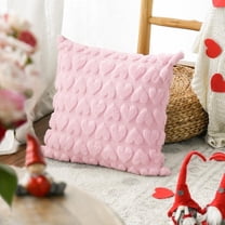 GrowAlong Love Heart Throw Pillow Cover Set, 18 x 18 Inch Pink Jacquard Anniversary Wedding Decoration for Sofa Couch, 2 Count